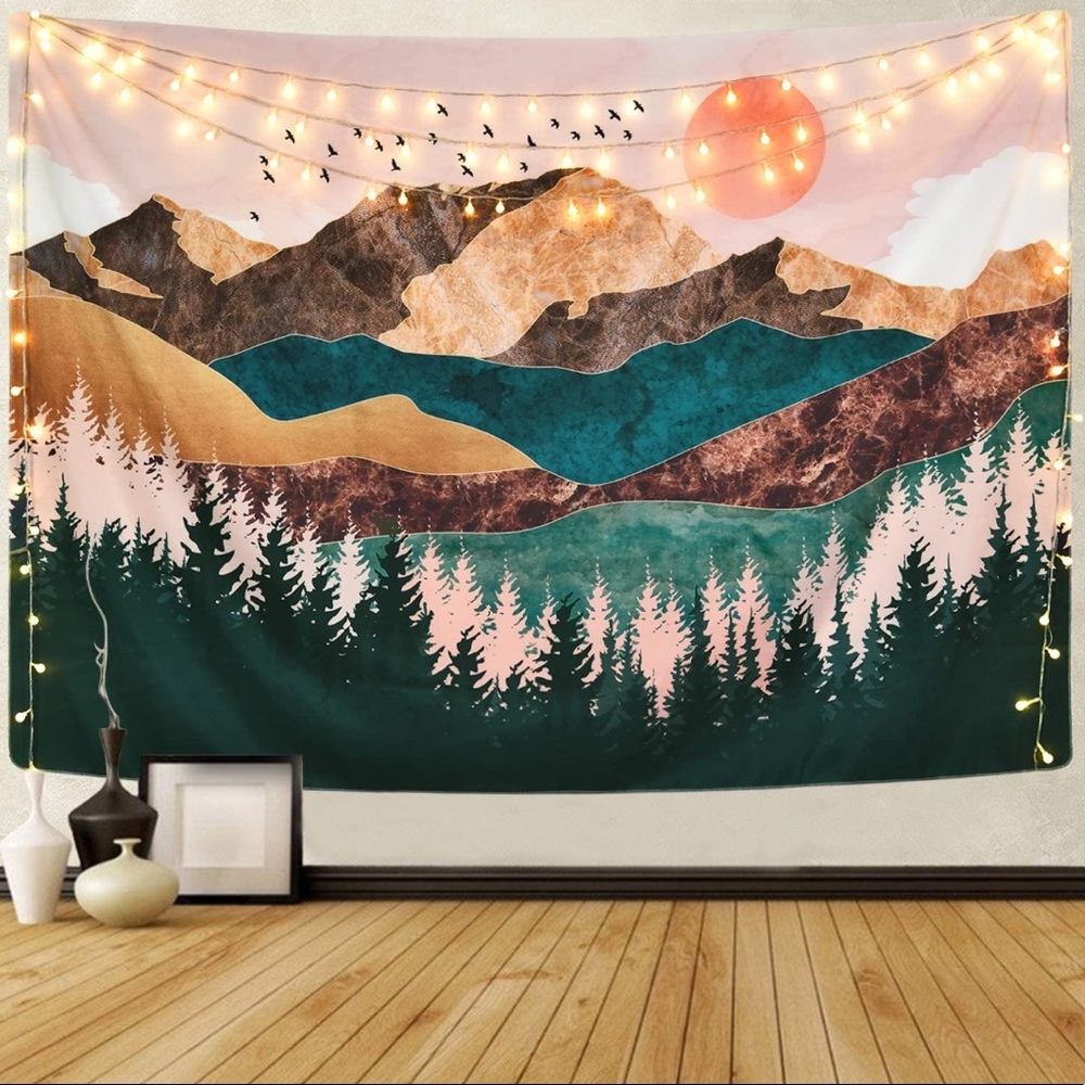 Mountain & Trees Landscape Large Tapestry